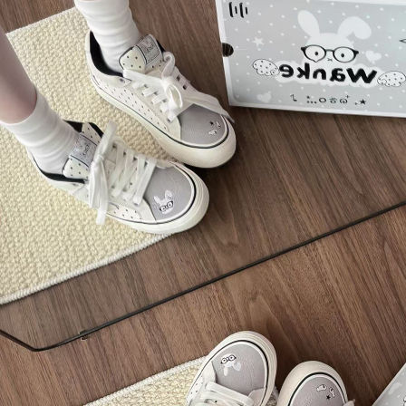 顽刻ollieskate呆呆兔配色夏季校园风W复古学生男女国潮滑板鞋