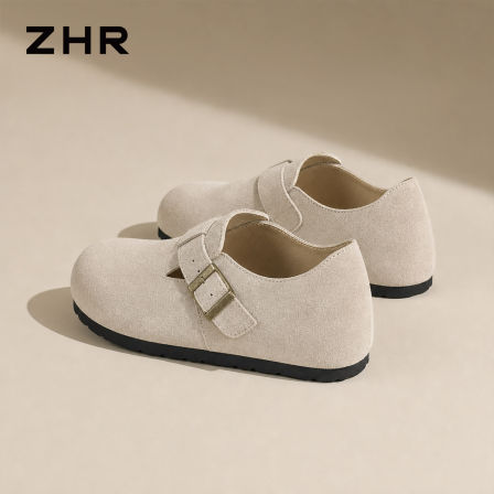 ZHR则则厚底勃肯鞋女2026新款秋真皮复古单鞋外穿软底一脚蹬女鞋