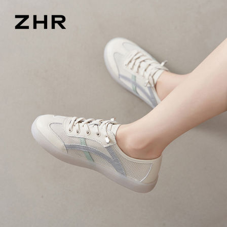 ZHR则则小白鞋女2026秋新款镂空网面透气板鞋超轻软底平底休闲鞋