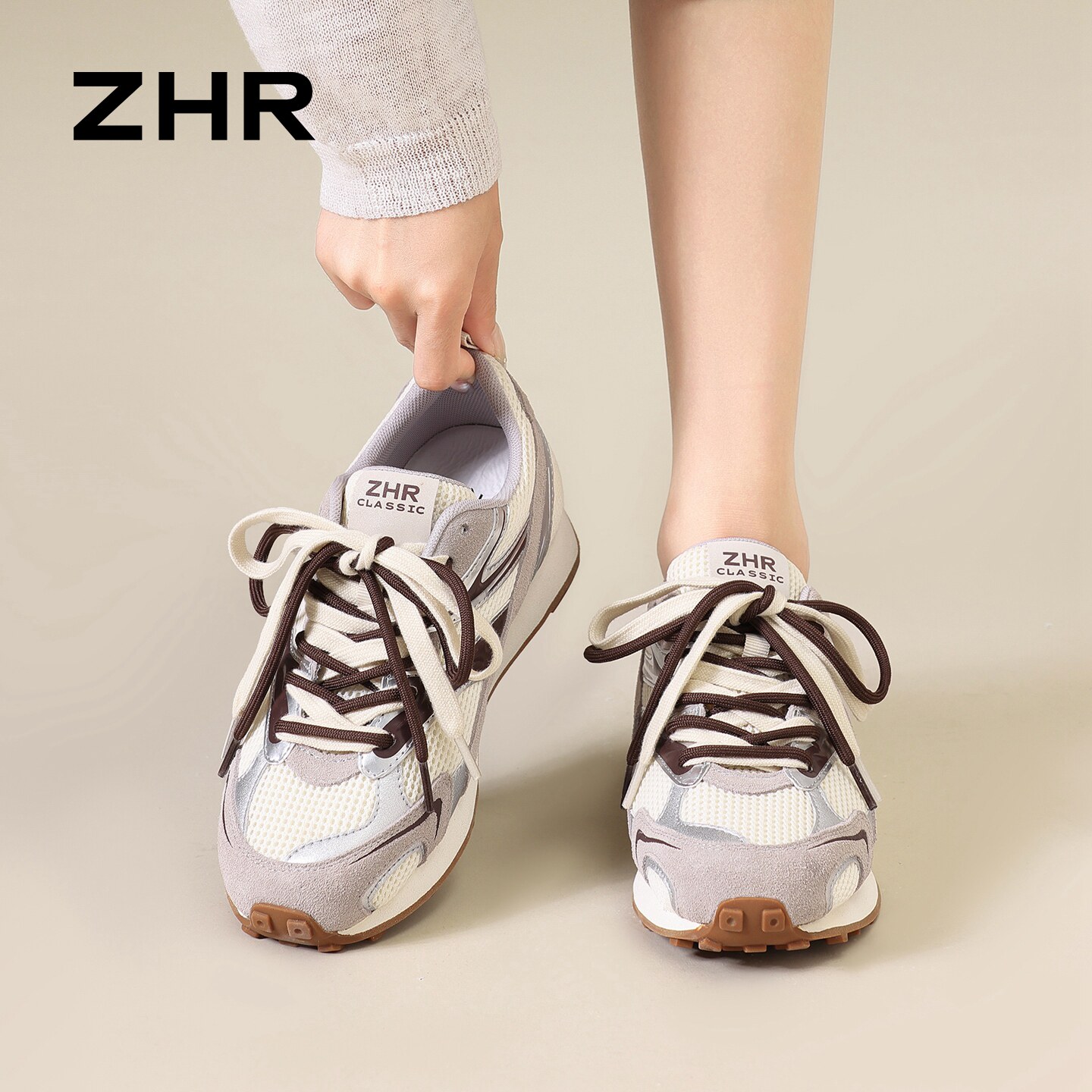 ZHR则则厚底德训鞋女2026新款秋季休闲运动鞋透气百搭阿甘鞋女鞋主图