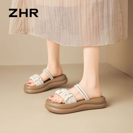 ZHR则则厚底凉拖女2026新款夏季外穿增高百搭两穿软底沙滩一字拖