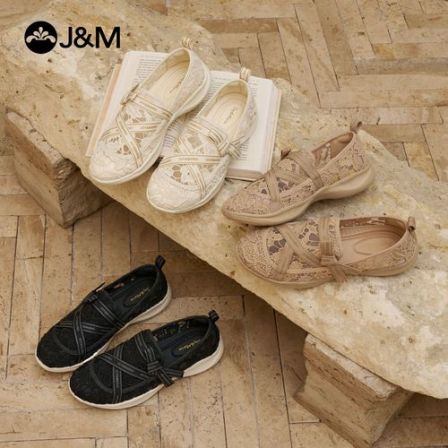 J&M/快乐玛丽夏季新款透气百搭厚底镂空一脚蹬休闲女鞋78663W