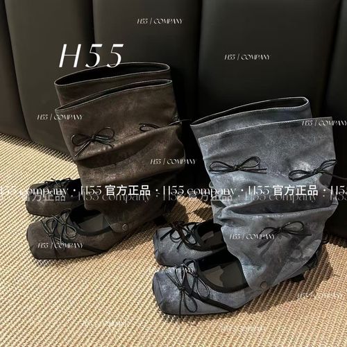 【交个朋友专属】H55女鞋时髦捕手【靴子版】双蝴蝶结芭蕾风猫跟高跟鞋03-3640-pp主图