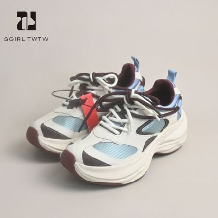 SGIRL TWTW透气厚底老爹鞋2026新款户外百搭多鞋带透气休闲运动鞋