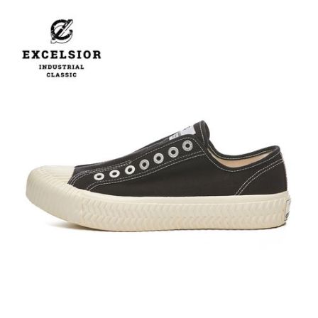 【主播专属】excelsior饼干鞋一脚蹬增高懒人鞋黑色低帮厚底帆布鞋