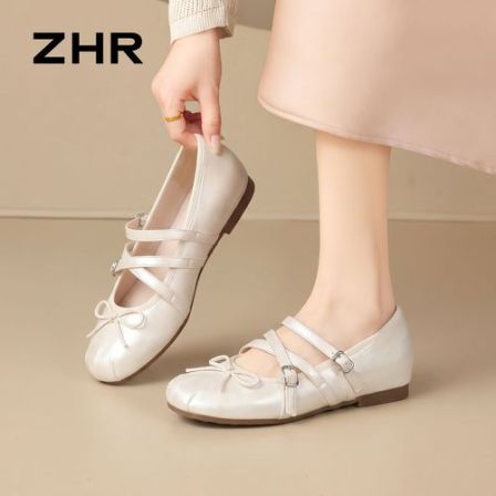ZHR/则则玛丽珍鞋女夏季新款法式复古浅口软底百搭配裙芭蕾单鞋Z