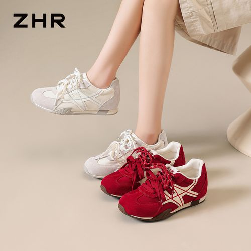 ZHR/则则德训鞋女夏秋新款透气内增高小个子休闲百搭运动阿甘鞋Z主图