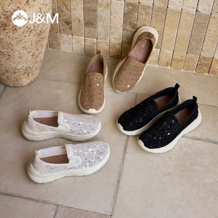J&M/快乐玛丽夏季新款透气百搭女鞋软底平底一脚蹬休闲单鞋78665W