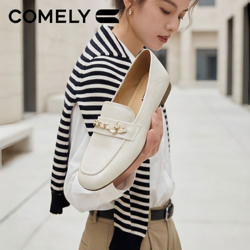 康莉旗舰店乐福鞋浅口女26年春秋新款复古经典百搭软底软面小皮鞋主图