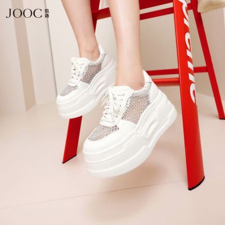 【魅力空间】JOOC玖诗时尚网钻休闲运动鞋女2026春夏新款小白鞋子