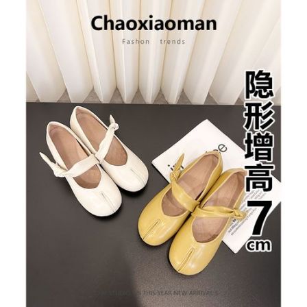 【潮小曼】7cm甜梦芭蕾！小个子内增高玛丽珍鞋女粗跟软底浅口单鞋女