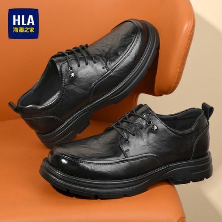 HLA/海澜之家男鞋夏季透气商务正装德比休闲厚底增高新郎结婚皮鞋