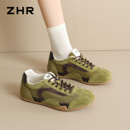 ZHR则则复古德训鞋女2026秋季新款百搭真皮阿甘鞋软底休闲运动鞋