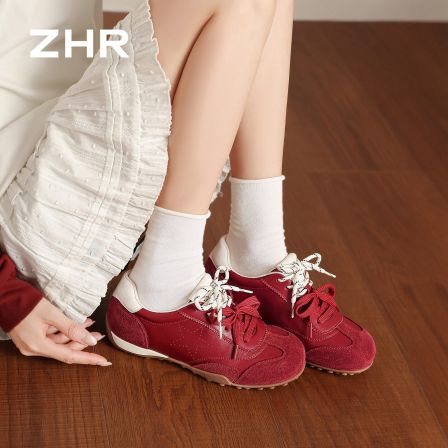 ZHR则则复古德训鞋女2026秋季新款真皮阿甘鞋软底休闲运动女鞋子