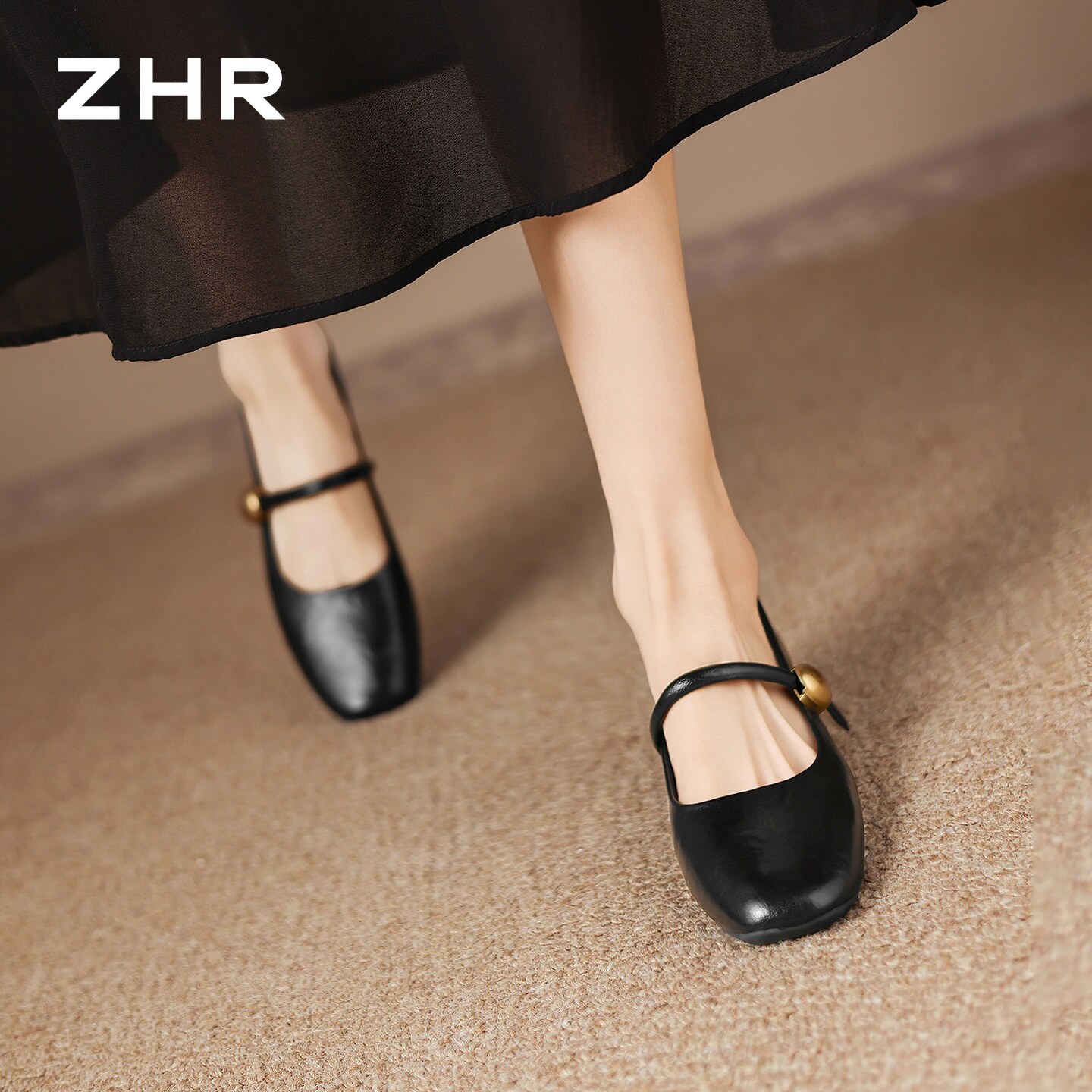 ZHR则则黑色玛丽珍鞋女款2026巨好看凉单鞋方头法式通勤浅口单鞋主图
