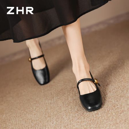ZHR则则黑色玛丽珍鞋女款2026巨好看凉单鞋方头法式通勤浅口单鞋
