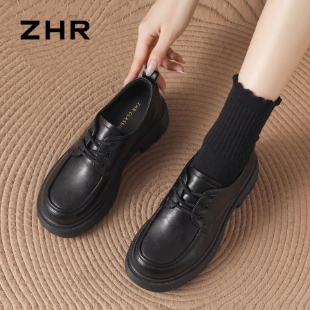 ZHR则则深口单鞋女2026秋季新款英伦风小皮鞋通勤软底增高乐福鞋