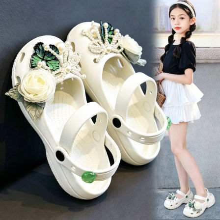 官网品牌女童芭蕾洞洞鞋夏季软底防滑儿童拖鞋女孩花园沙滩鞋凉鞋