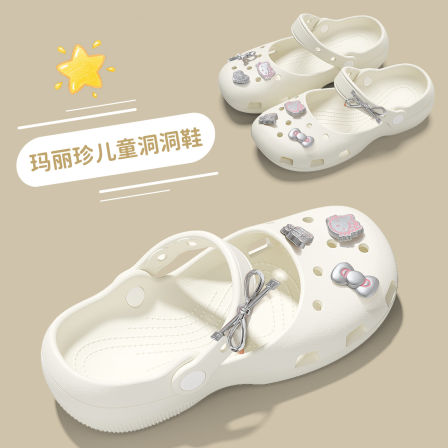 儿童芭蕾风玛丽珍洞洞鞋女童2026新款防滑一脚蹬镂空百搭凉拖鞋