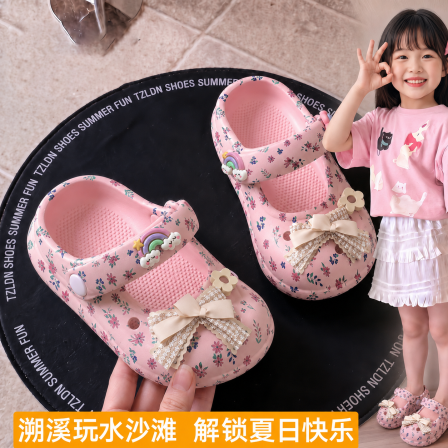 官网品牌女童芭蕾洞洞鞋新款夏季防滑外穿儿童宝宝凉拖鞋女孩沙滩