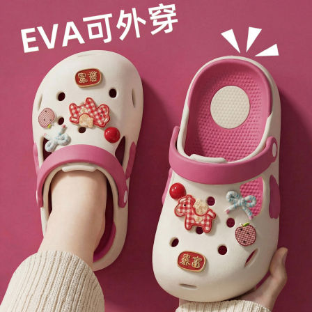 官网品牌马年儿童洞洞鞋女童凉拖鞋夏季新款防滑沙滩凉鞋女孩外穿