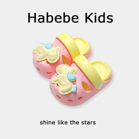Habebe Kids 儿童洞洞鞋夏季男童女孩室内户外软底防滑卡通凉拖鞋