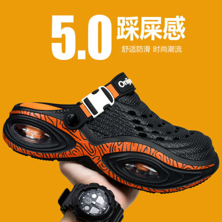 包头拖男2026新款夏季外穿透气不臭脚软底洞洞鞋情侣款防滑沙滩鞋