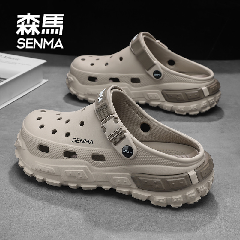 SENMA/森马洞洞鞋男款夏季外穿防滑踩屎感厚底开车两用海边沙滩鞋主图