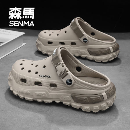 SENMA/森马洞洞鞋男款夏季外穿防滑踩屎感厚底开车两用海边沙滩鞋
