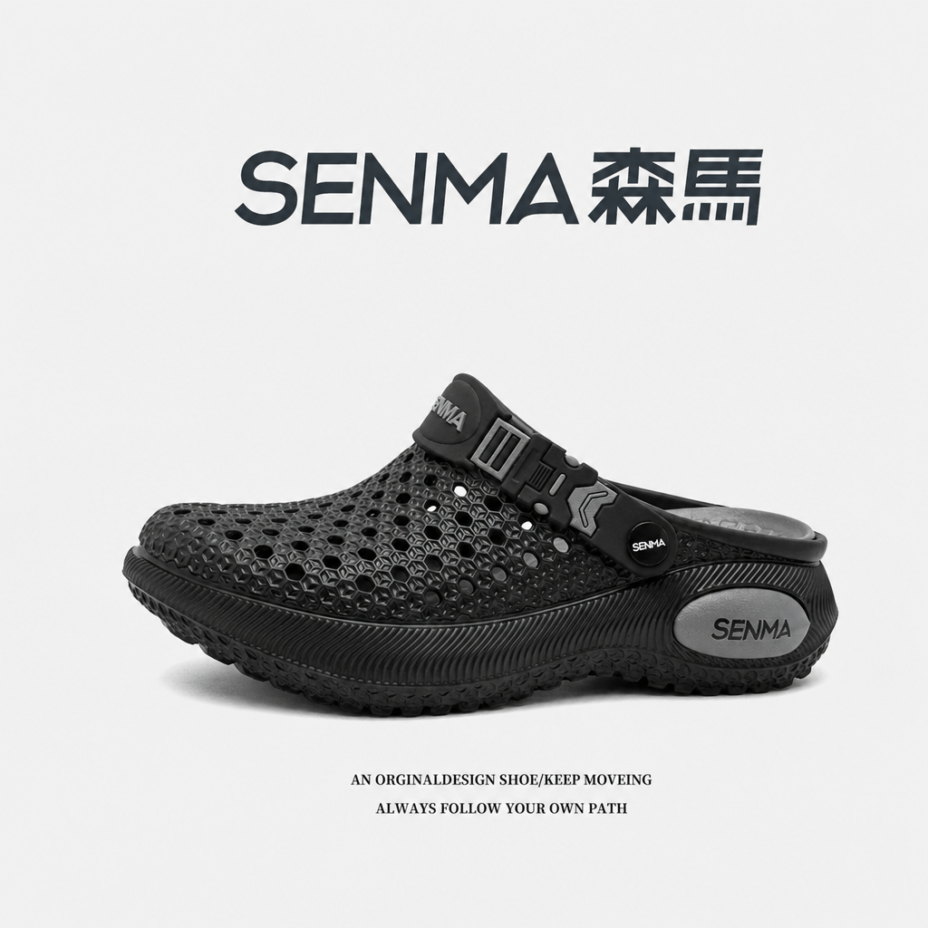 SENMA/森马洞洞鞋男夏季外穿防滑包头拖鞋厚底踩屎感沙滩运动凉拖主图