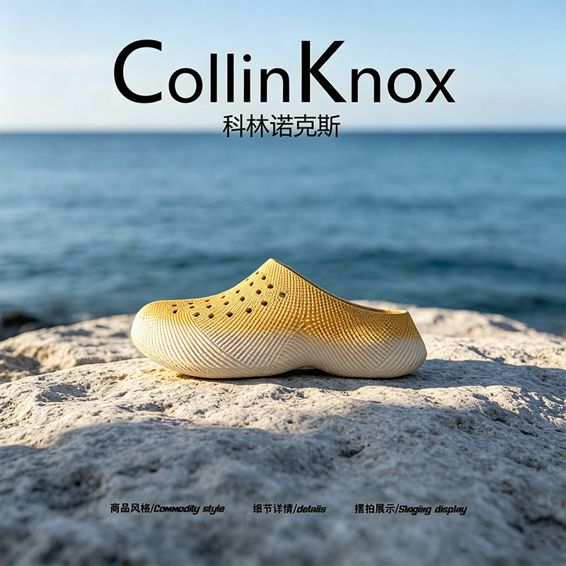 【出游好穿搭】CollinKnox2026年夏季新款凉鞋海边情侣3D纹包头拖主图