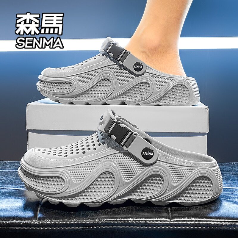 SENMA/森马包头拖鞋男夏季外穿厚底踩屎感防滑洞洞鞋海边沙滩凉鞋主图