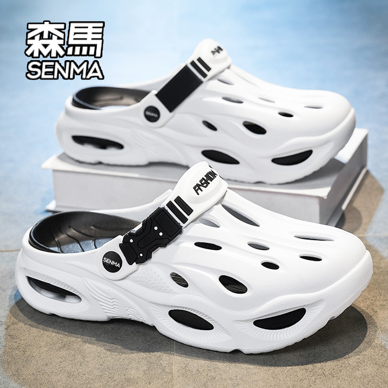 SENMA/森马洞洞鞋男款夏季外穿防滑包头半拖鞋踩屎感海边沙滩凉鞋主图