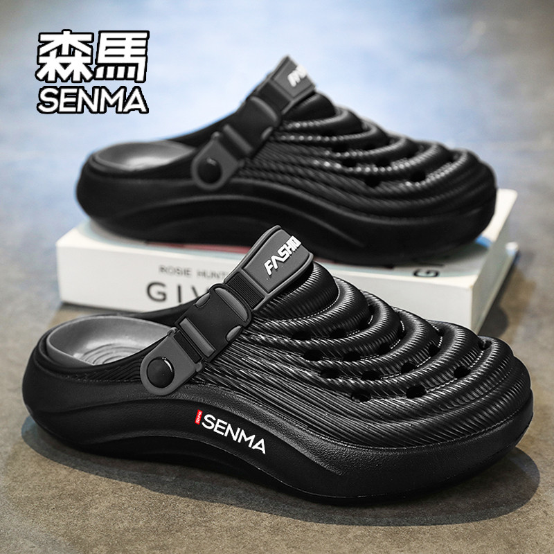 SENMA/森马洞洞鞋男款夏季外穿防滑办公室包头半拖鞋两用沙滩凉鞋主图