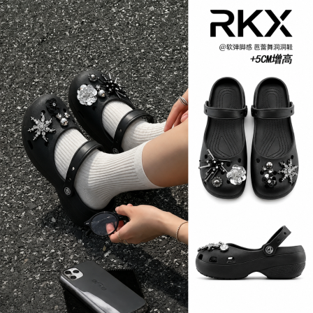 厚底芭蕾洞洞鞋女外穿2026夏新款巨好看凉拖鞋增高5cm浅口玛丽珍