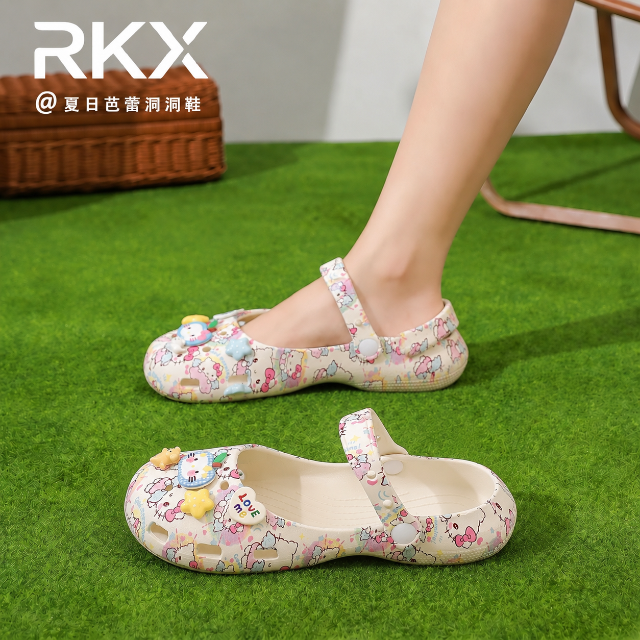 芭蕾玛丽珍洞洞鞋女2026夏季女士凉鞋外穿巨好看Hello Kitty拖鞋主图