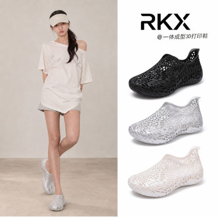 3D打印洞洞鞋女款夏季外穿2026新款不累脚绝美凉单鞋一体沙滩鞋男