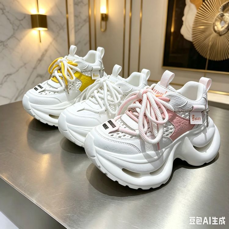 欧货潮流新款透气百搭厚底增高女款夏季休闲老爹鞋爆款运动鞋增高主图