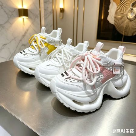 欧货潮流新款透气百搭厚底增高女款夏季休闲老爹鞋爆款运动鞋增高