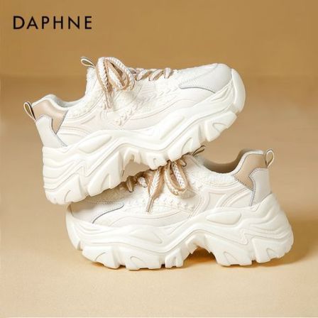 达芙妮厚底老爹鞋女2026新款增高运动小白鞋休闲百搭网面透气女鞋