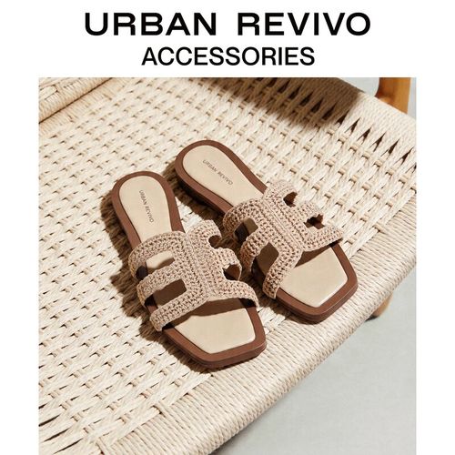 URBAN REVIVO2026秋季新款女士度假风编织露趾拖鞋UAWS50085主图