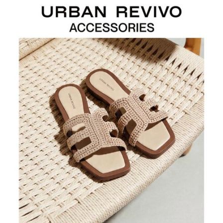 URBAN REVIVO2026秋季新款女士度假风编织露趾拖鞋UAWS50085