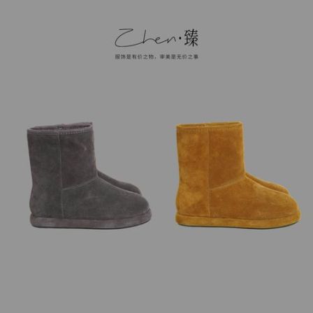 ZHEN.臻 复古平底中帮羊羔毛皮毛一体面包鞋时尚雪地靴XZ9202Z