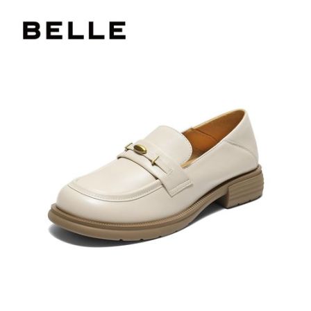 【小北专属】百丽英伦风乐福鞋女鞋商场同款真皮复古单鞋E1N1DCA5