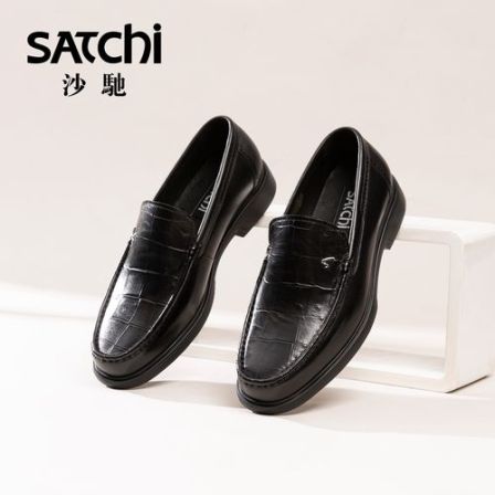 Satchi/沙驰正品高档胎皮乐福鞋软底软面真皮轻盈402582550Z