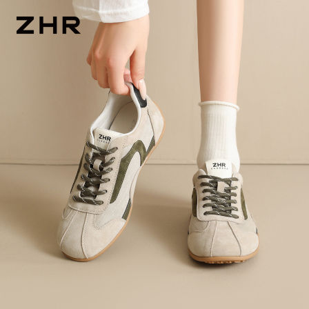 ZHR则则真皮德训鞋女2026秋季新款百搭软底运动鞋复古休闲阿甘鞋