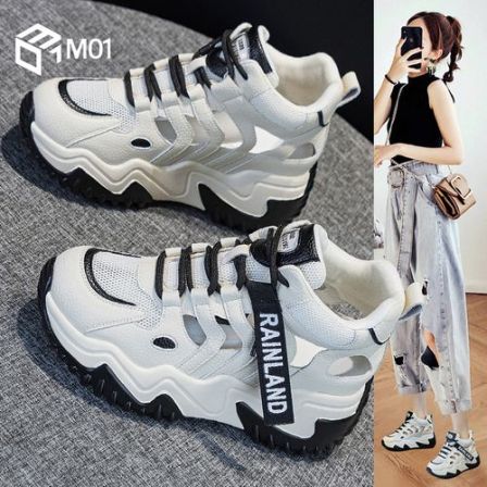 M01镂空老爹鞋女2026百搭爆款夏季时尚网面透气增高厚底运动凉鞋