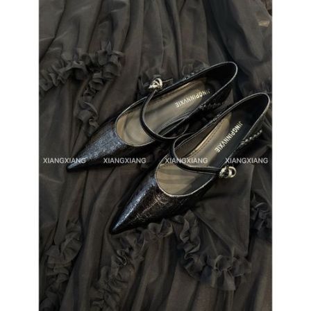 春季新款尖头法式浅口高跟女单鞋#999跟高3公分