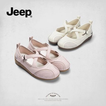 jeep粉色玛丽珍单鞋女2026新款时尚软底浅口芭蕾平底鞋小香风鞋子