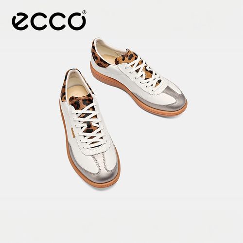 ECCO爱步 春季板鞋轻质休闲板鞋德训鞋系带复古豹纹 柔酷|235813主图